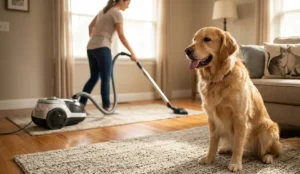 Bolhairtás házilag porszívózással a szőnyegen és a háziállat kezelésével – gyakran hatástalan módszer.